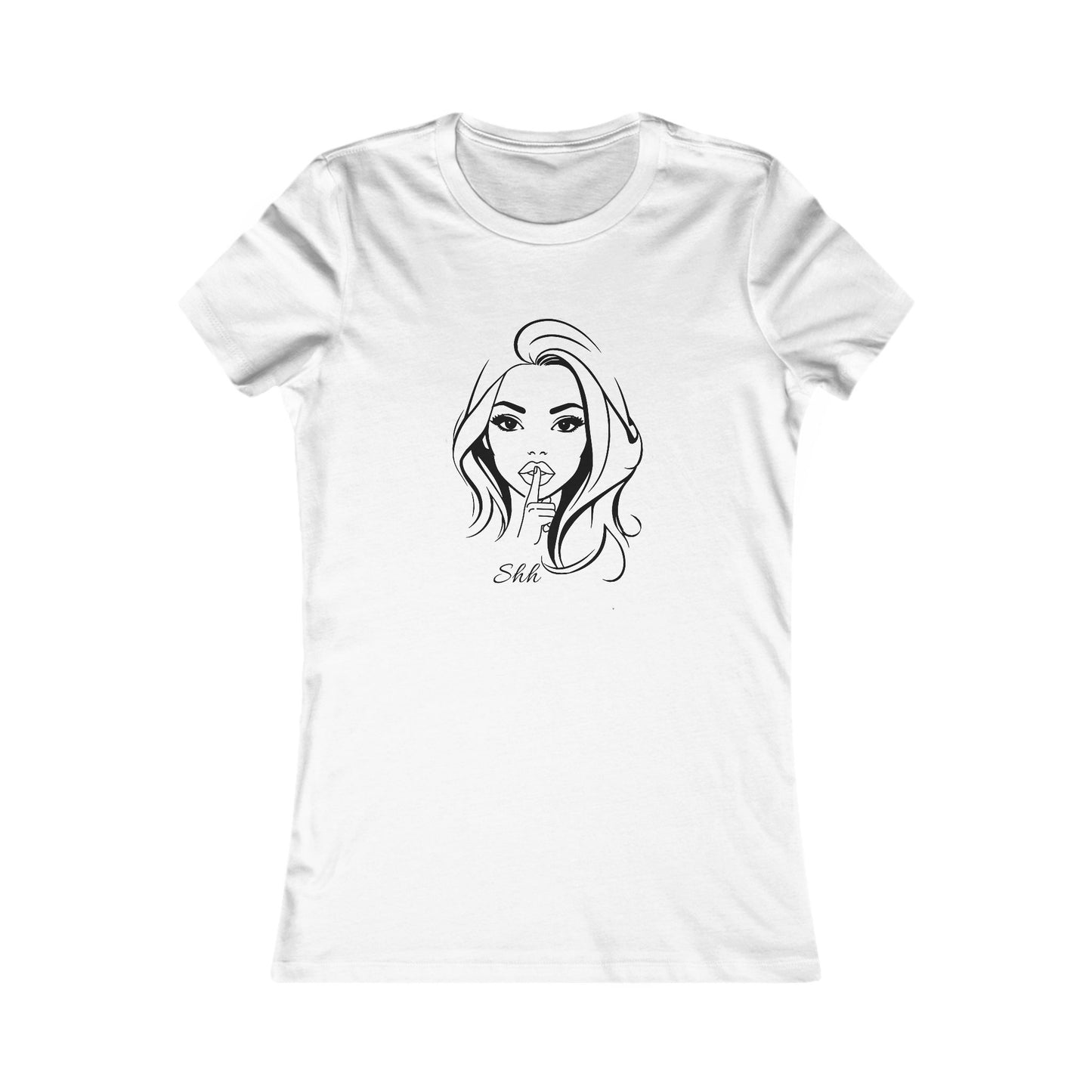 Woman Line Art Tee — "Shh" Graphic Feminine T-Shirt©