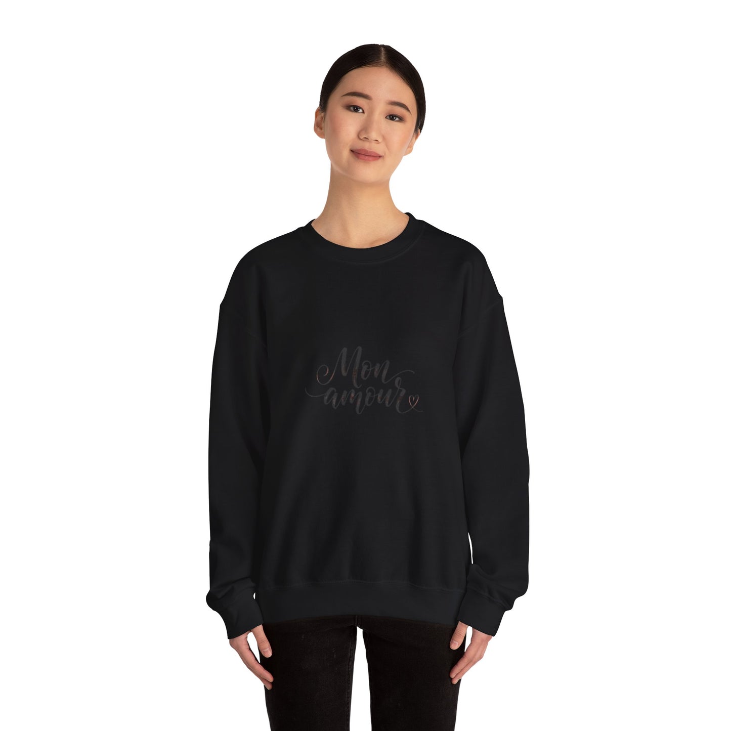 Mon Amour Crewneck Sweatshirt — French Script Cozy Pullover