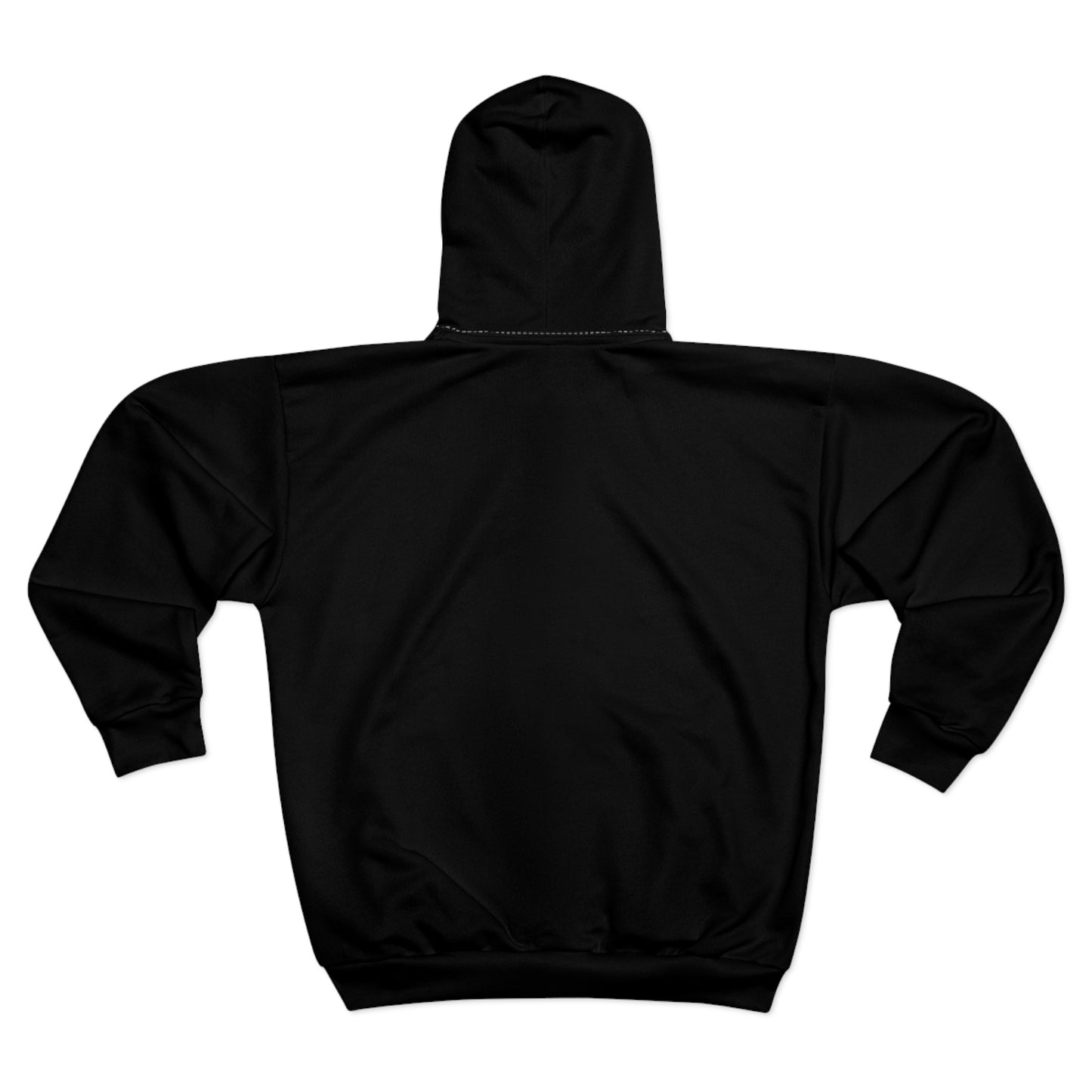 Black Zip Hoodie with Red Rose Band — Floral Zip-Up Hoodie©