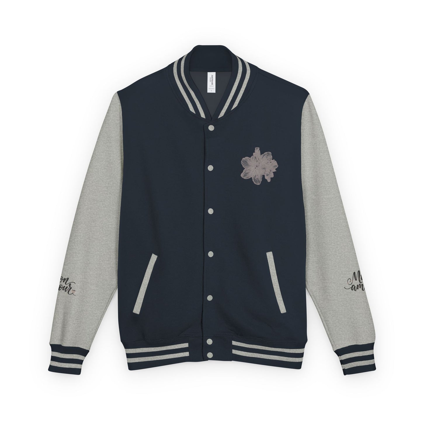 Letterman Jacket — Minimal Floral Patch Varsity Jacket©