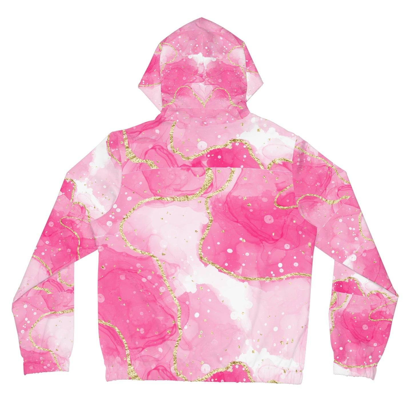 Pink Gold Marble Full-Zip Hoodie — Women's Floral Abstract AOP©
