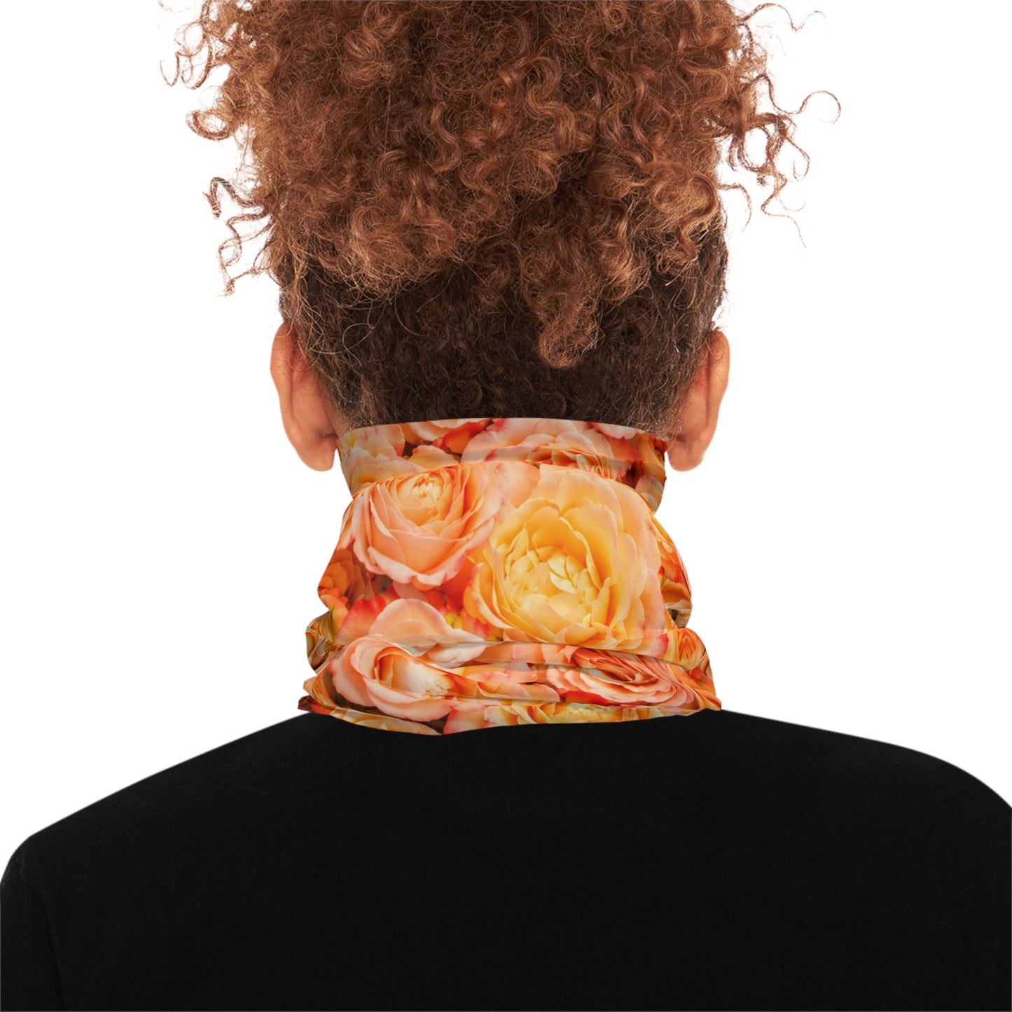 Floral Rose Headband/Neck Gaiter — Orange Peach Face Scarf©