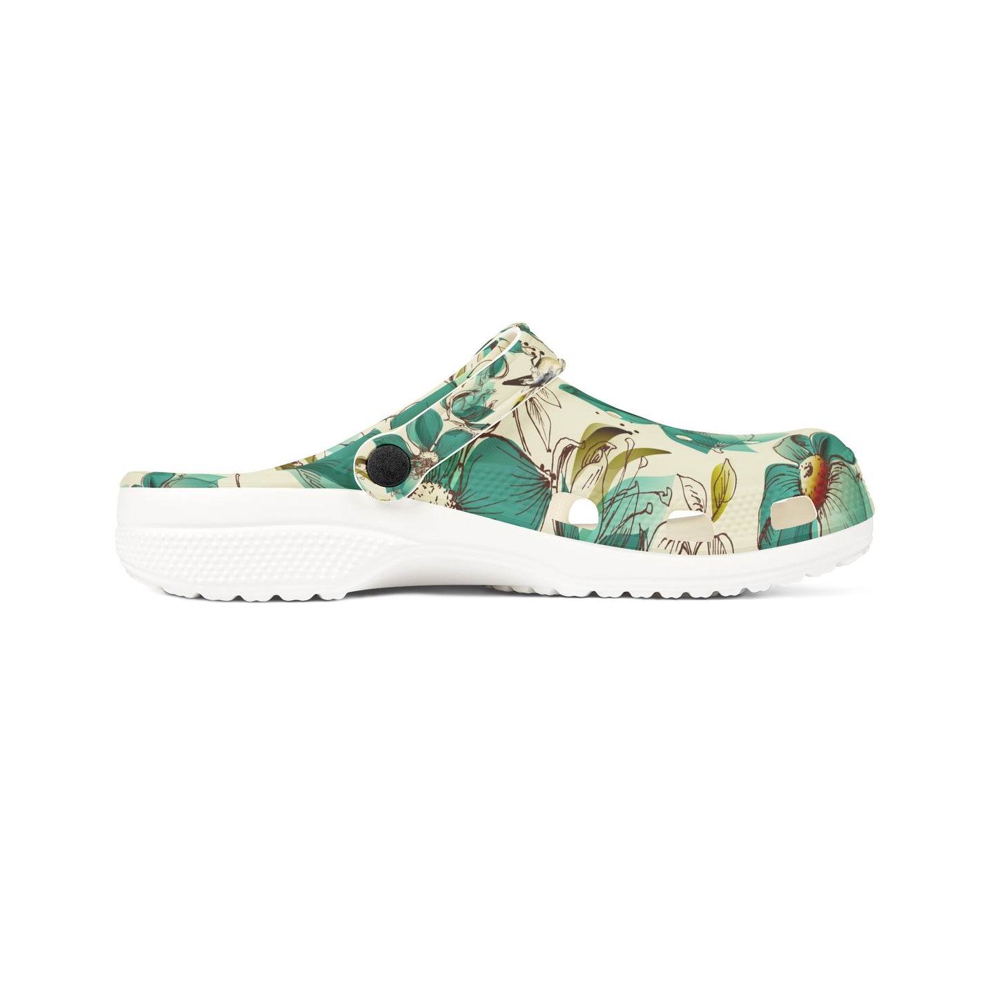 Floral Green Garden Clogs — EVA Foam Slip-On Shoes