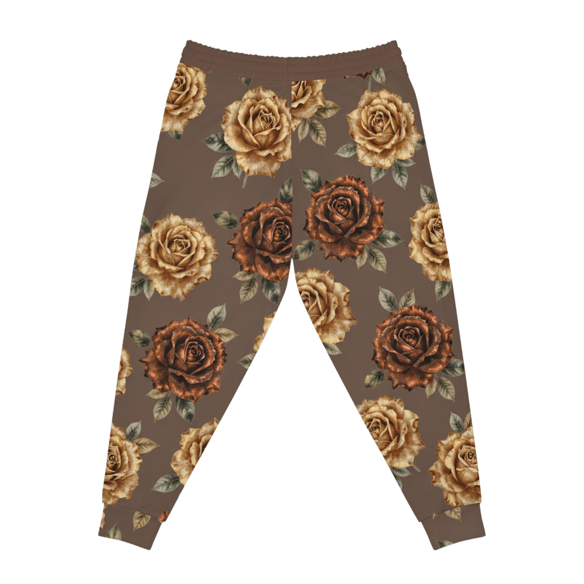 Vintage Brown Rose Joggers — Floral Athletic Sweatpants©