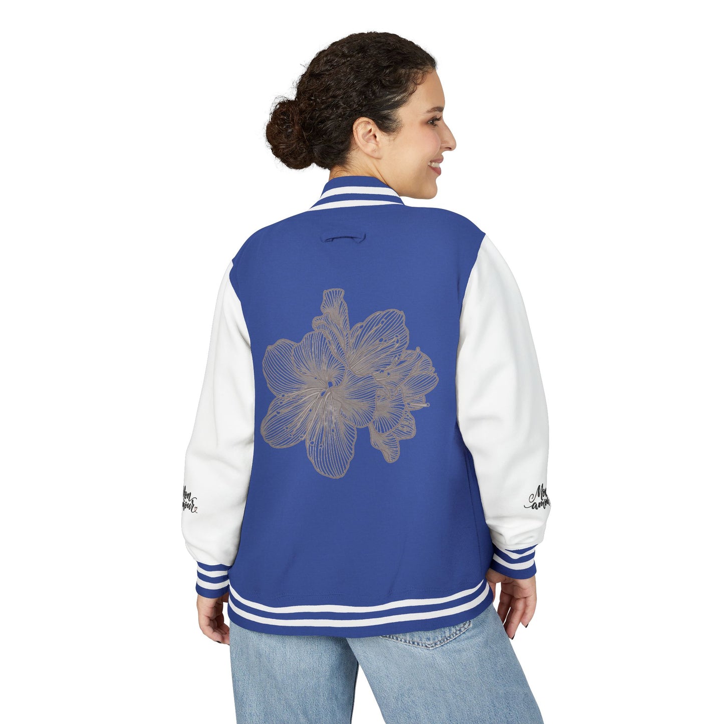 Letterman Jacket — Minimal Floral Patch Varsity Jacket©