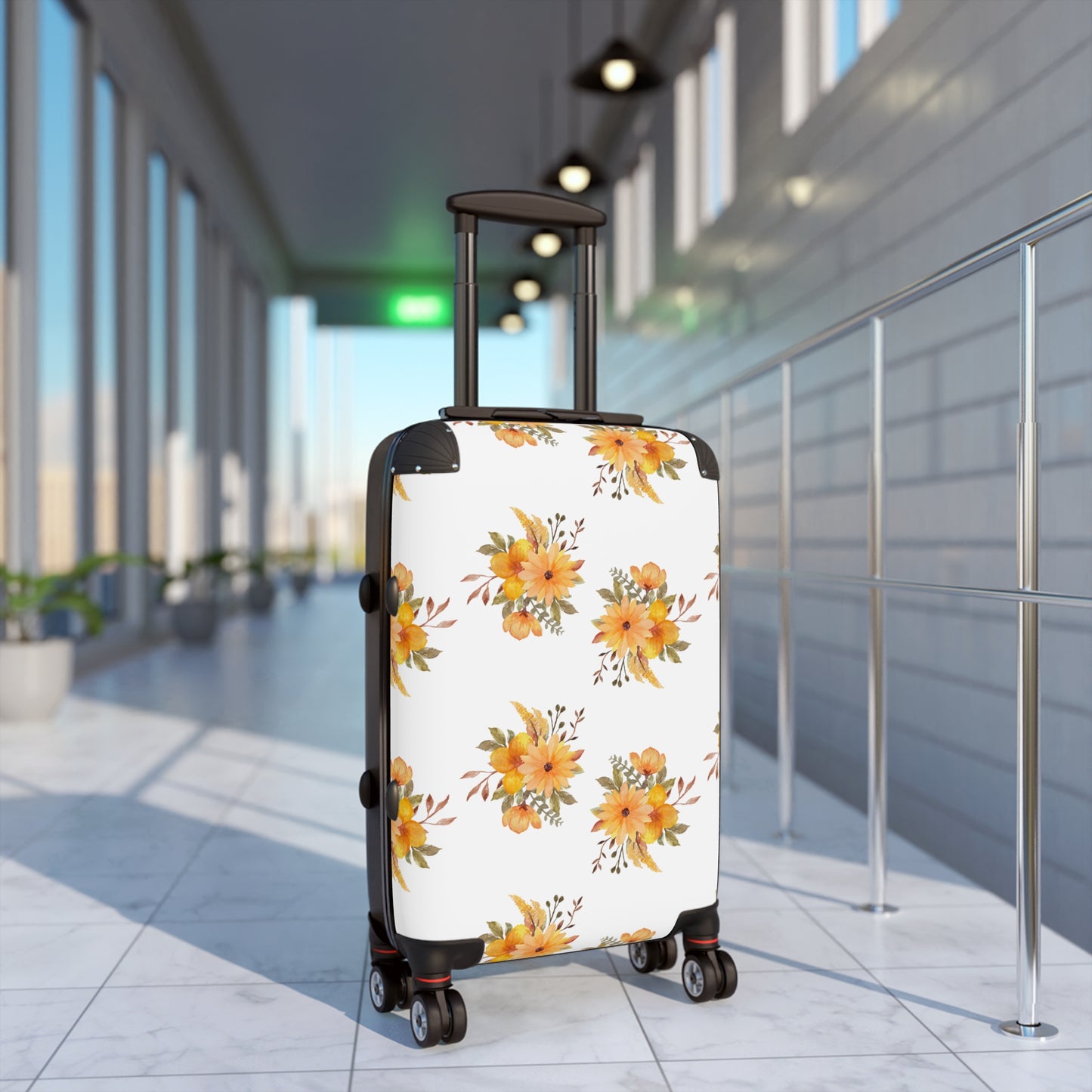 Yellow Floral Suitcase – Compact Carry-On Luggage with Watercolor Sunflower Pattern©