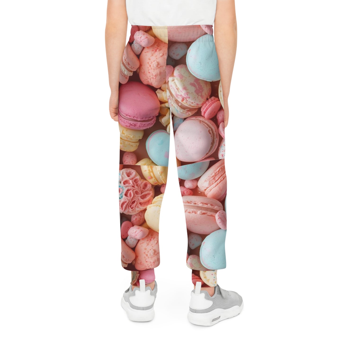 Macaron Print Youth Joggers — Pastel Dessert All-Over-Print Pants for Kids