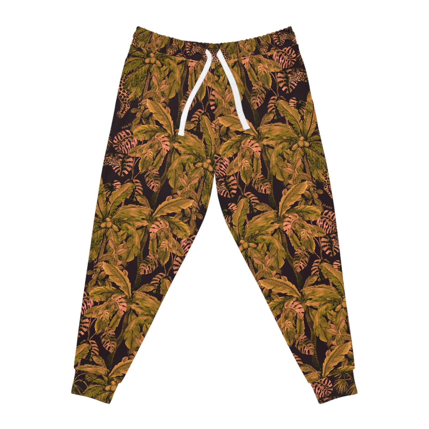 Tropical Leaf Athletic Joggers — All-Over Print Palm Lounge Pants©