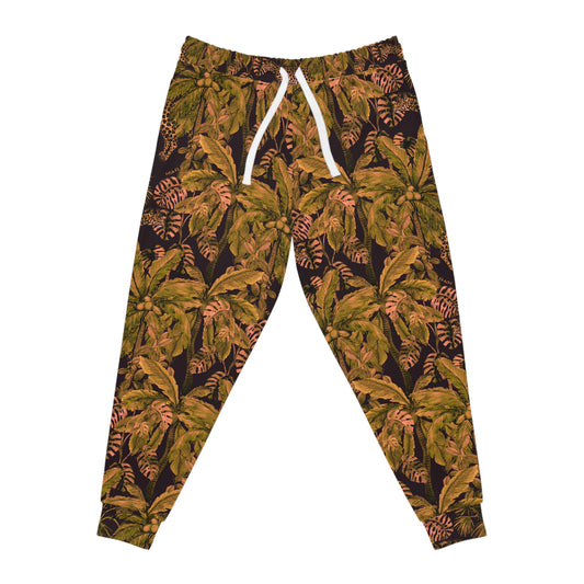 Tropical Leaf Athletic Joggers — All-Over Print Palm Lounge Pants©