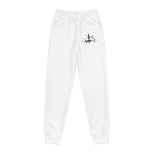 Mon Amour Youth Joggers — White Joggers with 'Mon amour'©