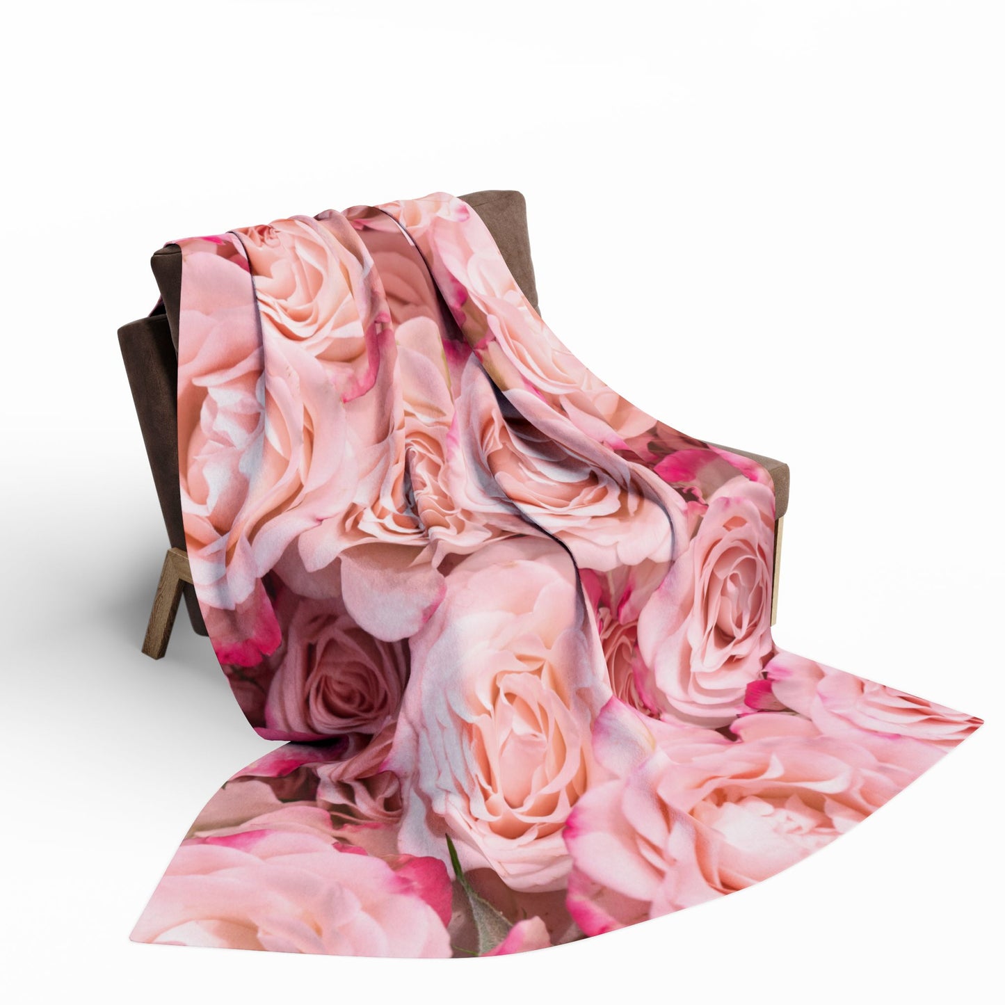 Pink Rose Floral Fleece Blanket — Soft Cozy Throw for Bedroom, Gift for Her