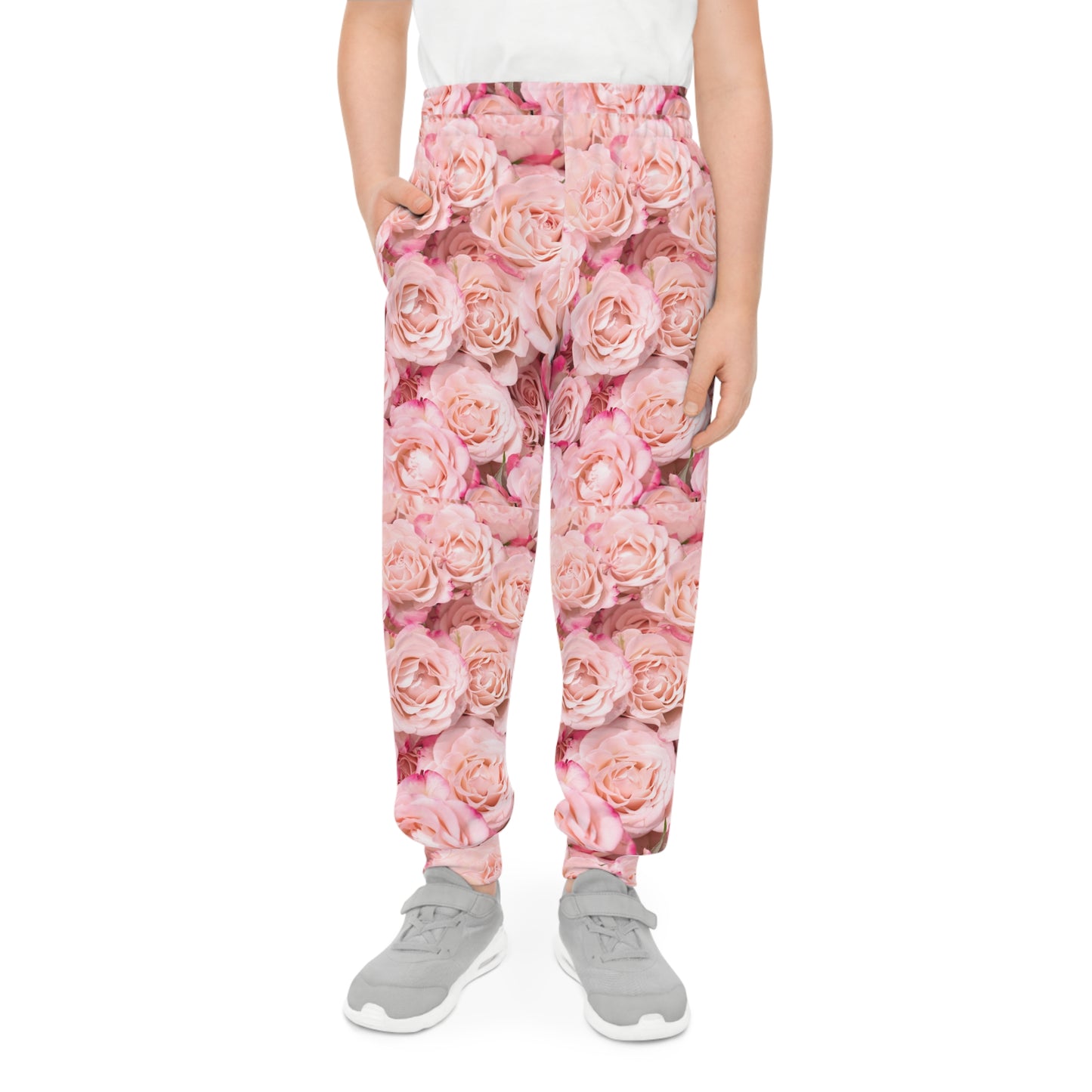 Pink Rose All-Over-Print Youth Joggers — Floral Cozy Sweatpants for Kids©