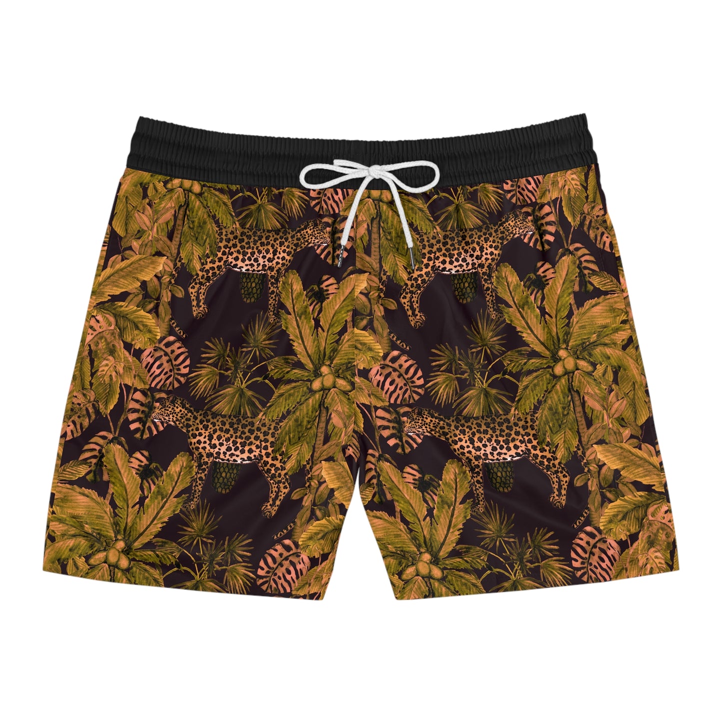 Leopard Jungle Swim Shorts — Men's Mid-Length Tropical Swim Trunks©
