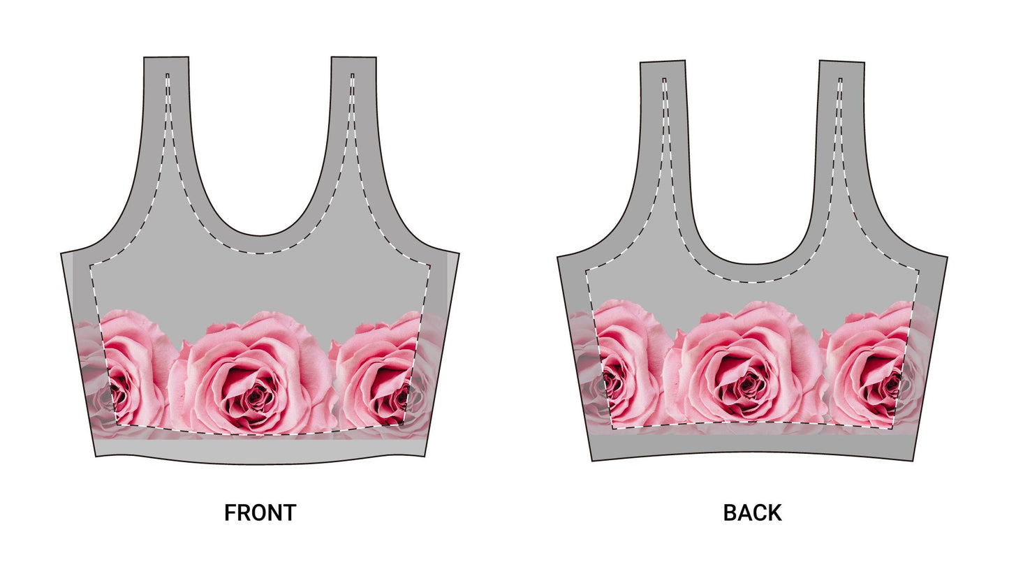 Pink Rose Floral Sports Bra — All-Over Print Polyester Activewear©