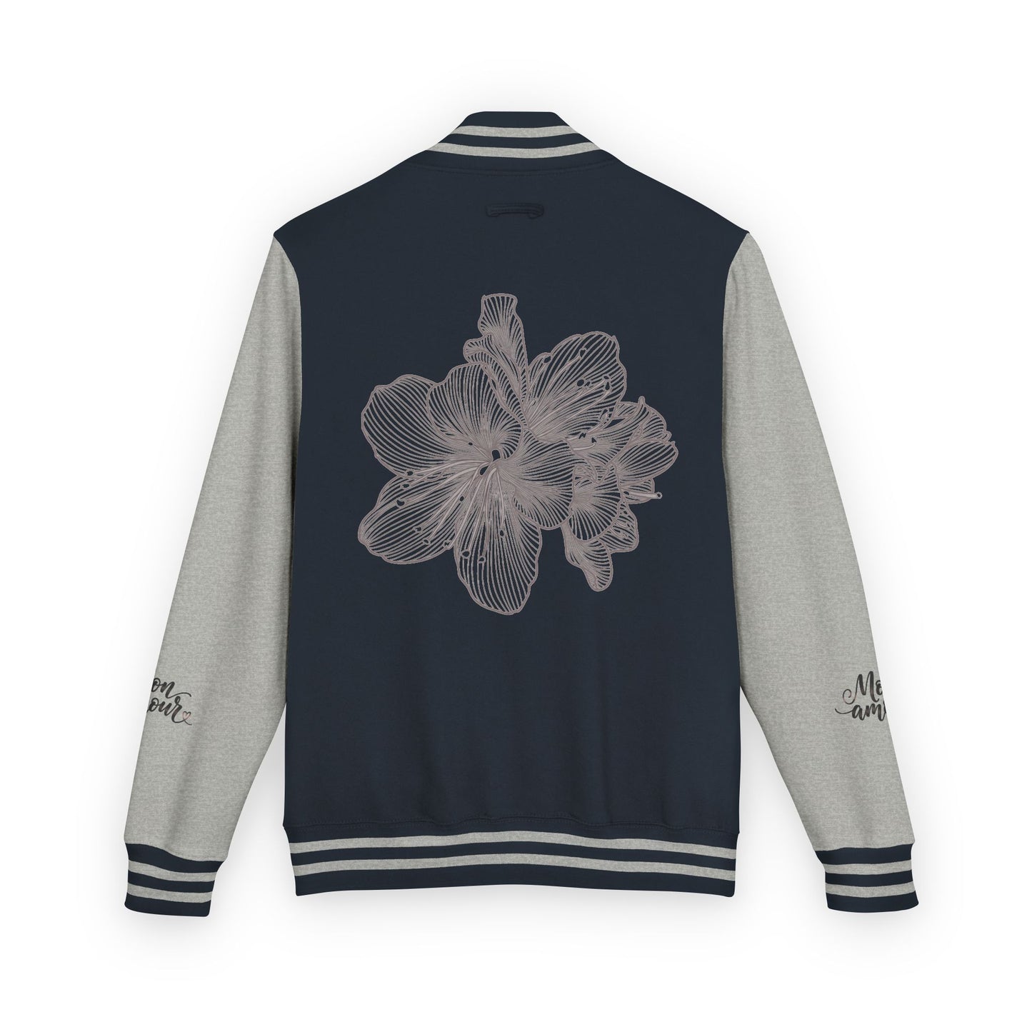 Letterman Jacket — Minimal Floral Patch Varsity Jacket©