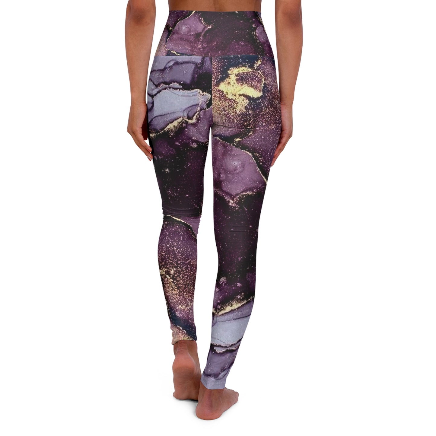 Purple Marble High-Waisted Leggings — Abstract Gold Vein Activewear©