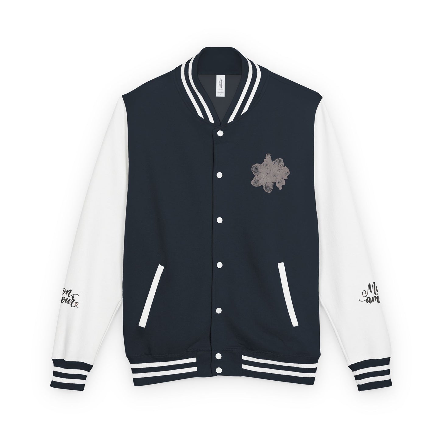 Letterman Jacket — Minimal Floral Patch Varsity Jacket©