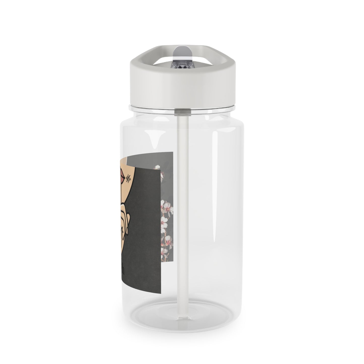 Tritan Water Bottle — "Shh" Floral Finger-on-Lips Graphic©