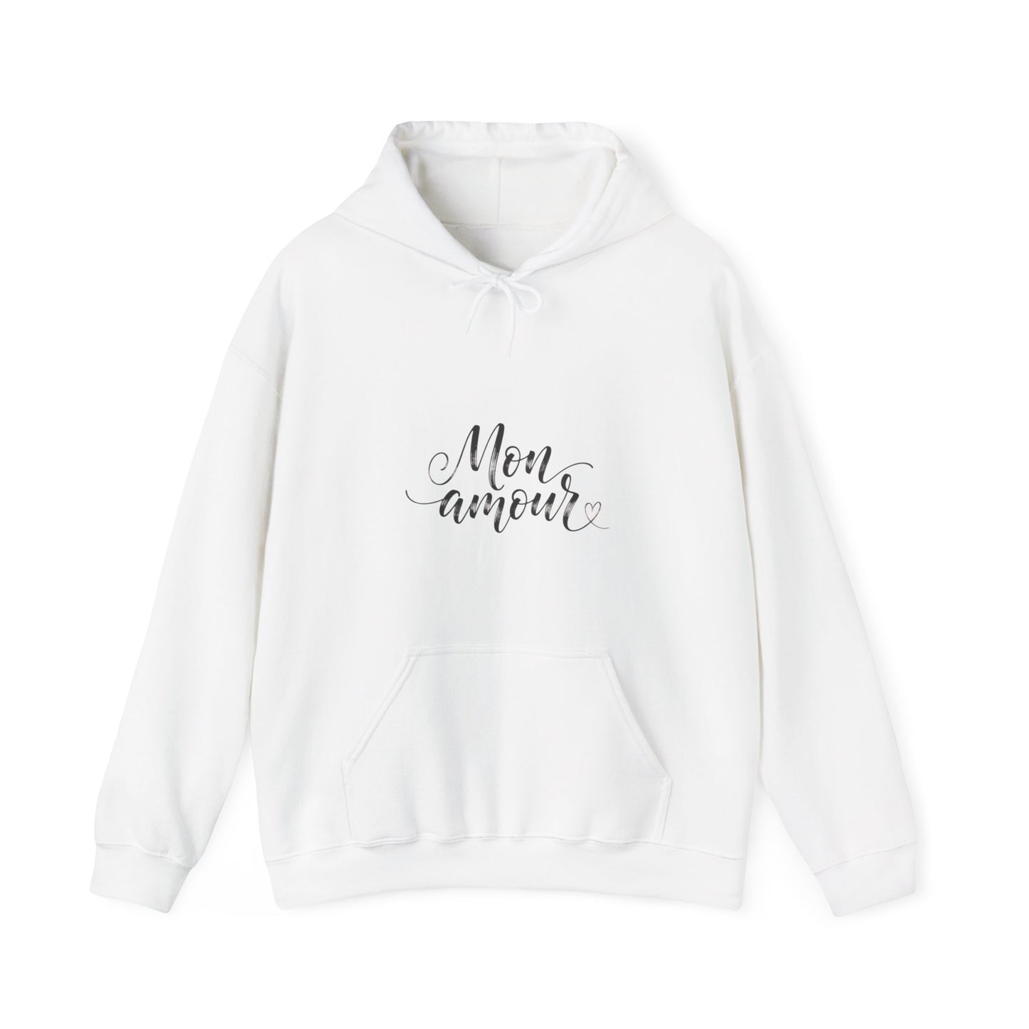 Mon Amour Hoodie— French Script Cozy Pullover for Moms & Couples©
