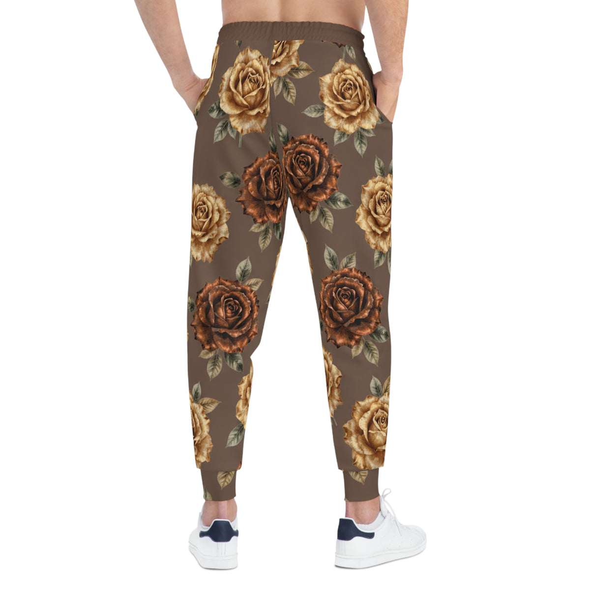 Vintage Brown Rose Joggers — Floral Athletic Sweatpants©