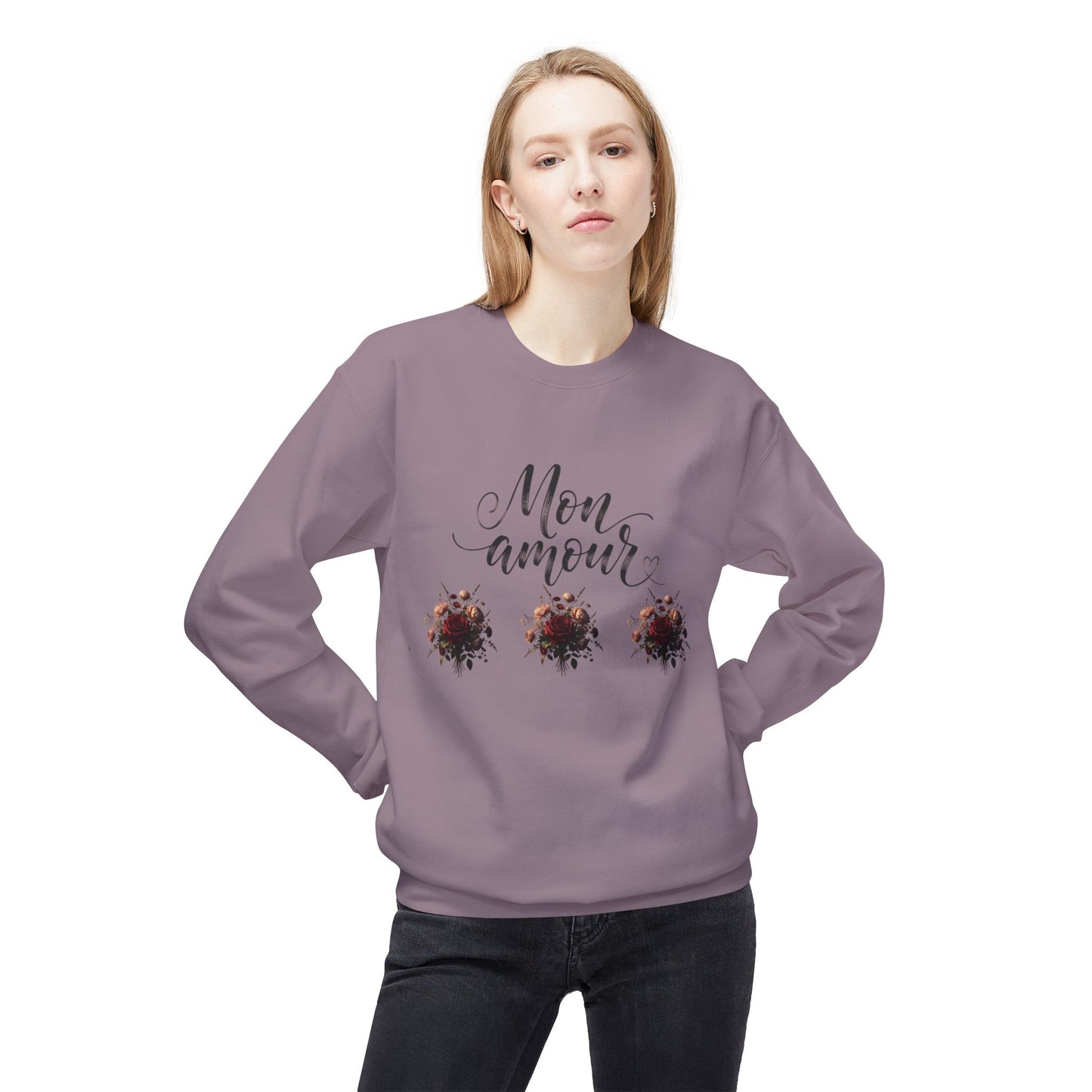 Floral Rose Bouquet Crewneck Sweatshirt — Vintage Dark Romantic Floral Design©