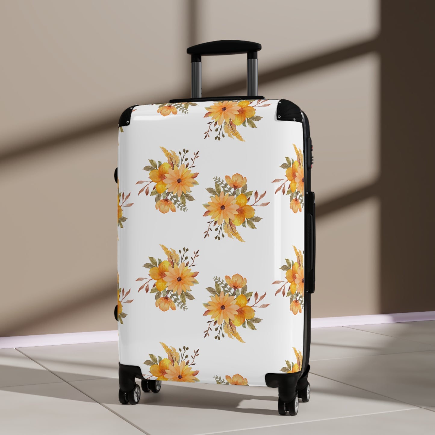 Yellow Floral Suitcase – Compact Carry-On Luggage with Watercolor Sunflower Pattern©