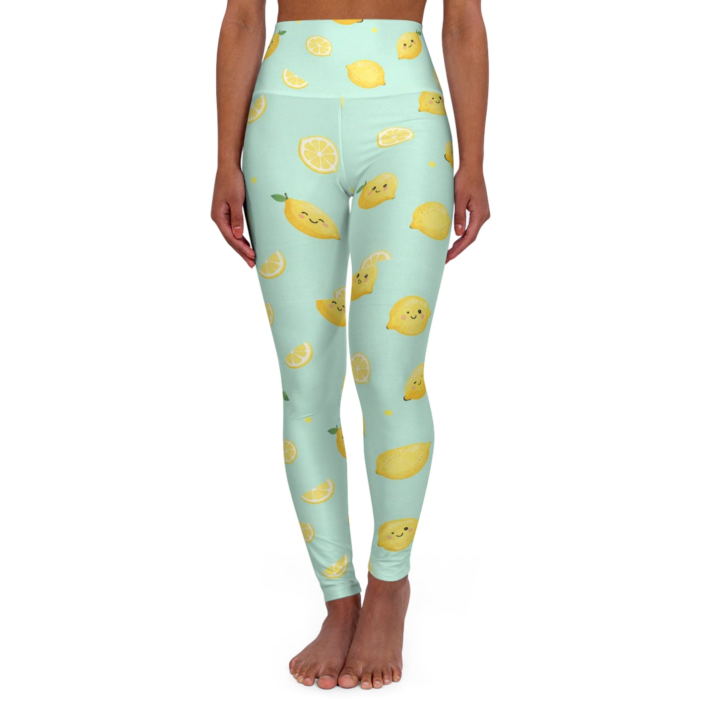 Lemonade Bliss High-Waist Yoga Leggings — Cute Yellow Lemon Print AOP©