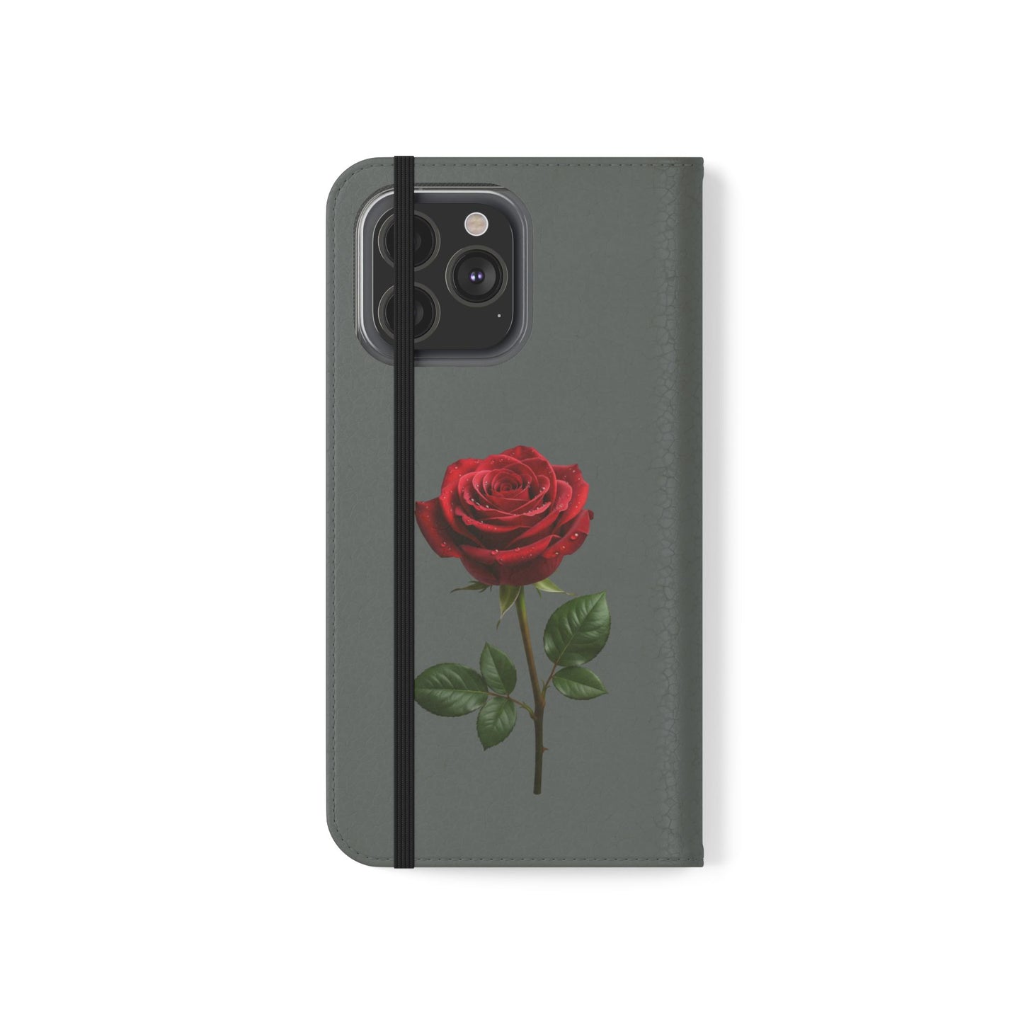 Mon Amour Rose Flip Phone Case — Floral Wallet Flip Case with 'Mon amour' Script