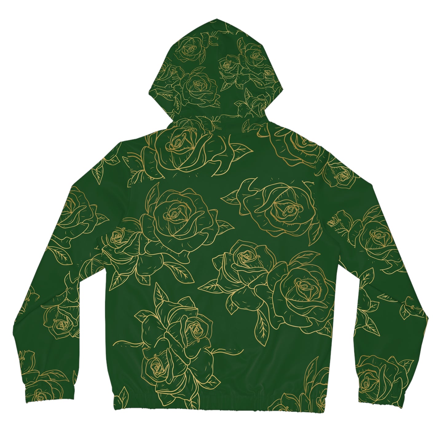 Floral Rose Sketch Zip Hoodie — Green All-Over Print©