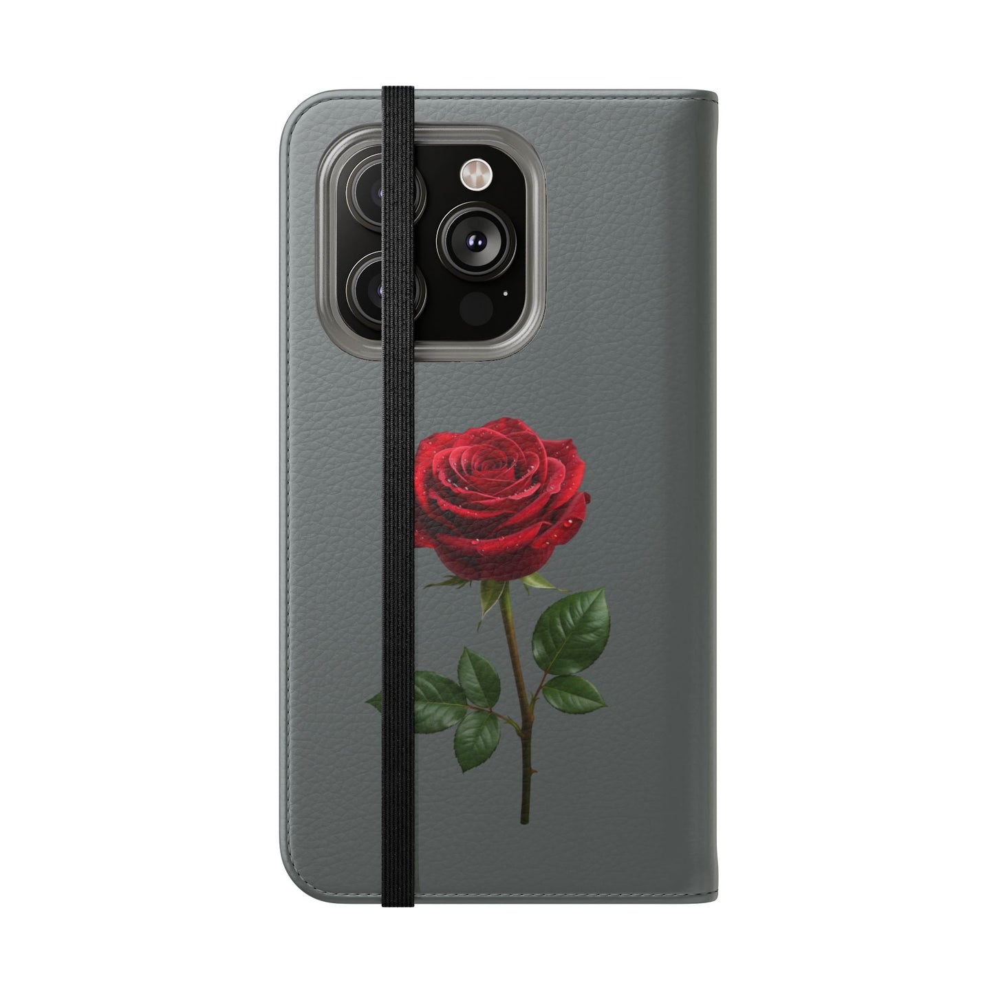 Mon Amour Rose Flip Phone Case — Floral Wallet Flip Case with 'Mon amour' Script