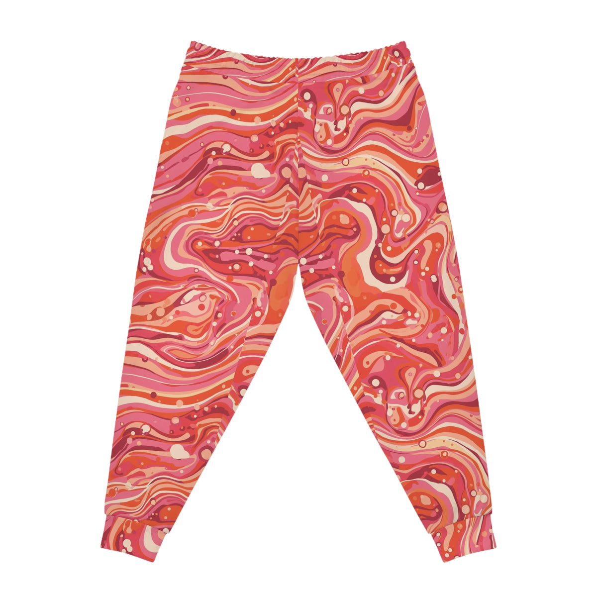 Pink Marble Athletic Joggers — Retro Swirl All-Over Print Sweatpants©