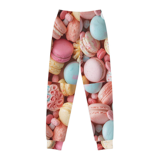 Macaron Print Youth Joggers — Pastel Dessert All-Over-Print Pants for Kids