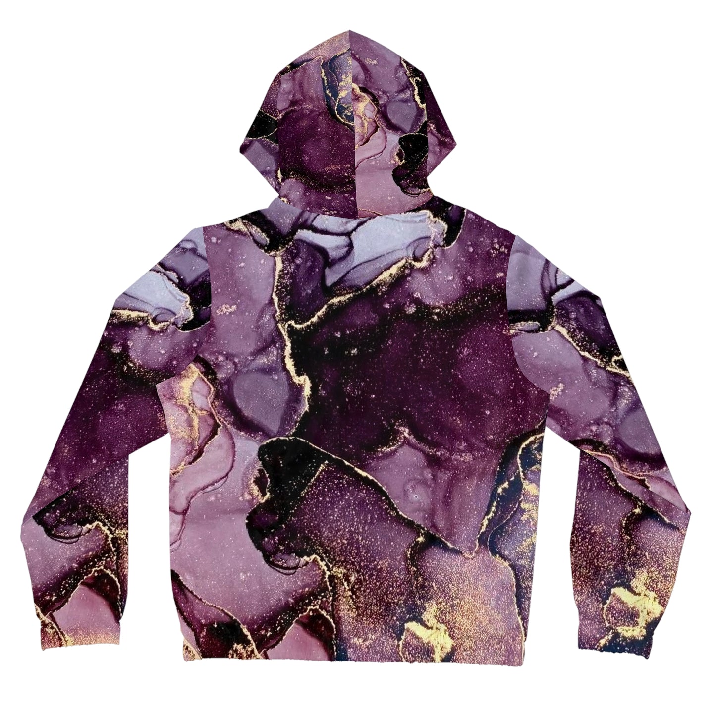 Purple Marble Zip Hoodie — Gold Vein Abstract All-Over Print©
