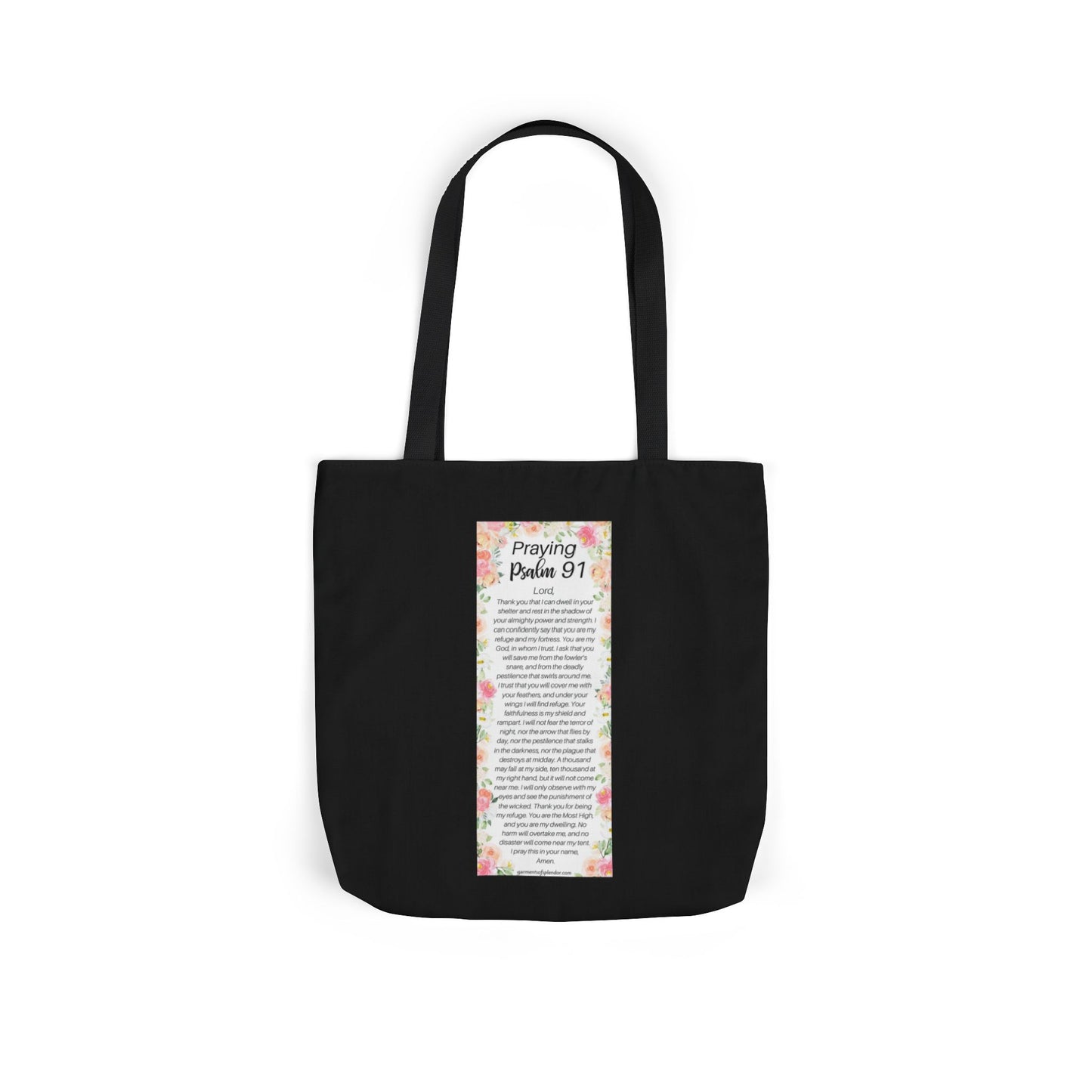 Floral Icons Canvas Tote — "Put On The Full Armour of God" with psalm 91 prayer on the Back.
