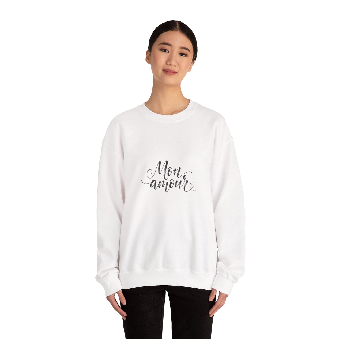 Mon Amour Crewneck Sweatshirt — French Script Cozy Pullover