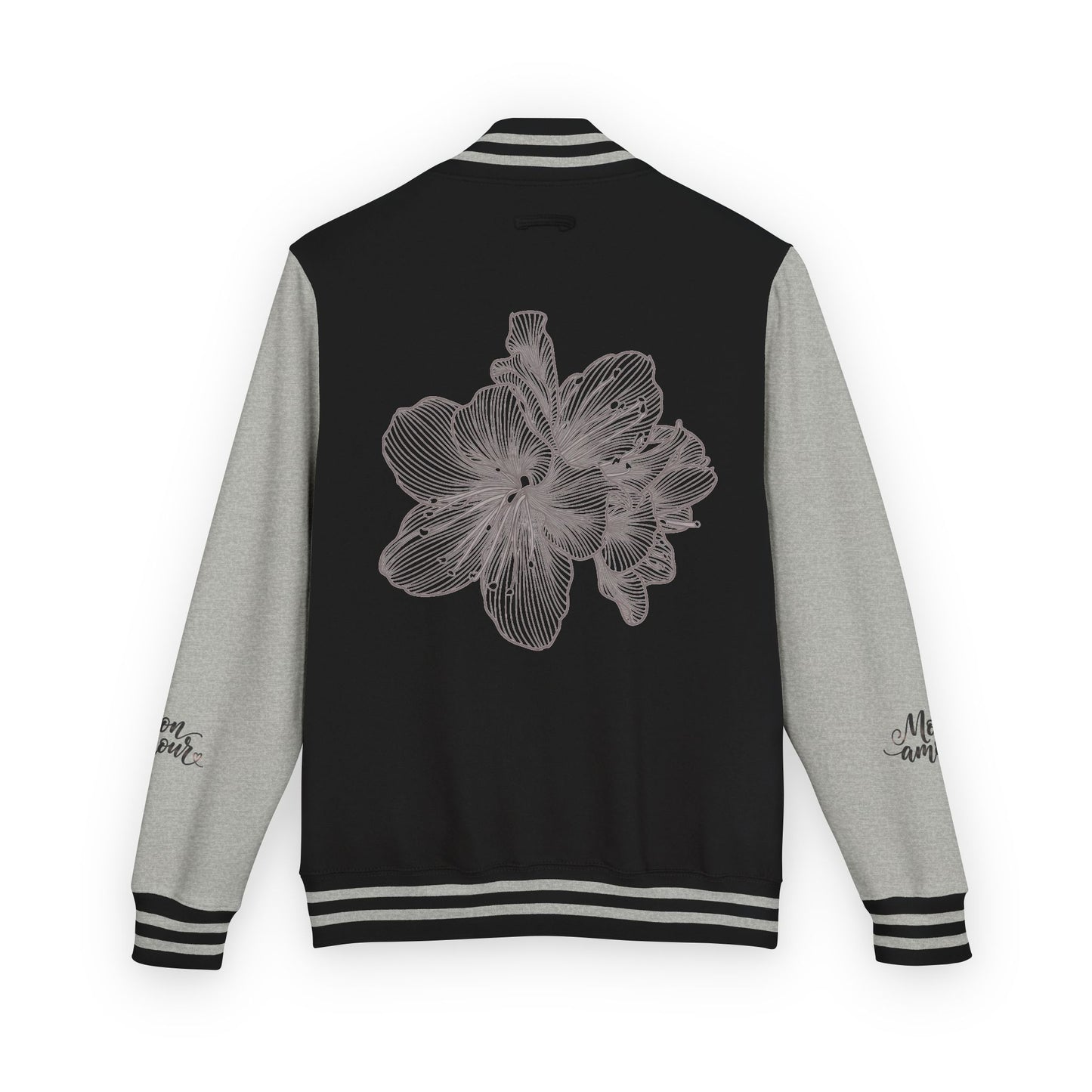 Letterman Jacket — Minimal Floral Patch Varsity Jacket©