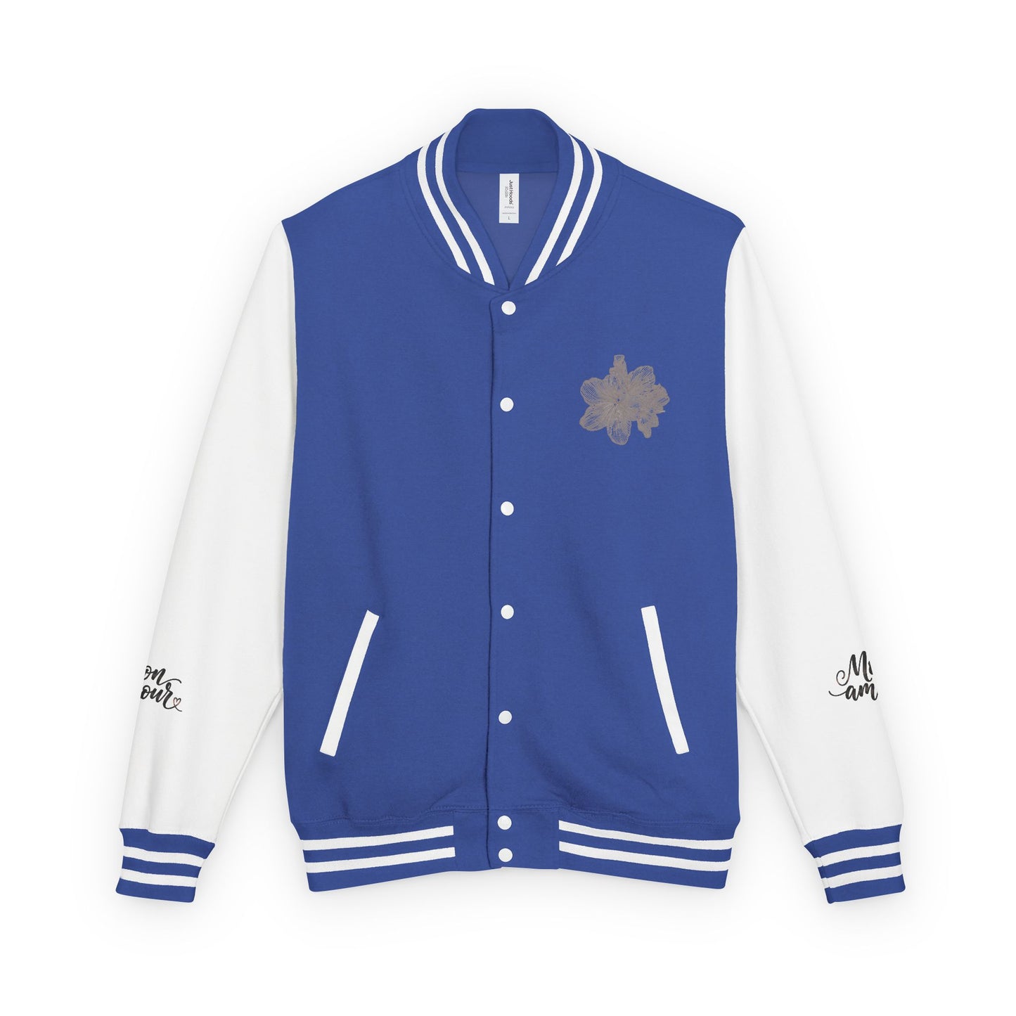 Letterman Jacket — Minimal Floral Patch Varsity Jacket©