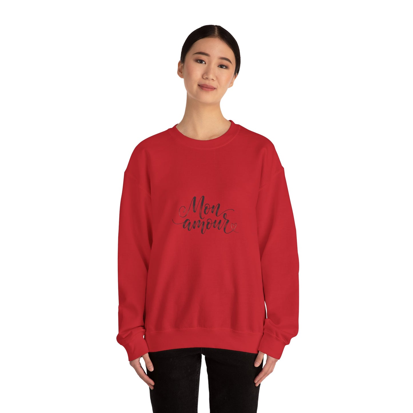 Mon Amour Crewneck Sweatshirt — French Script Cozy Pullover