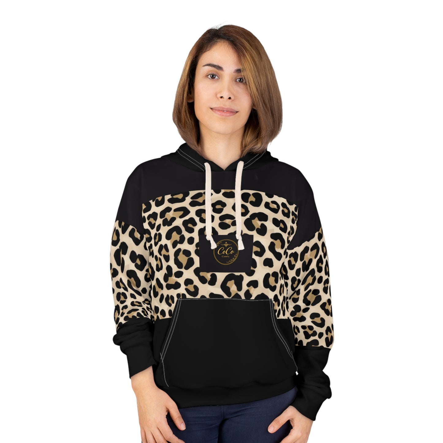 Leopard Panel Hoodie — Women's-Inspired Animal Print Pullover©