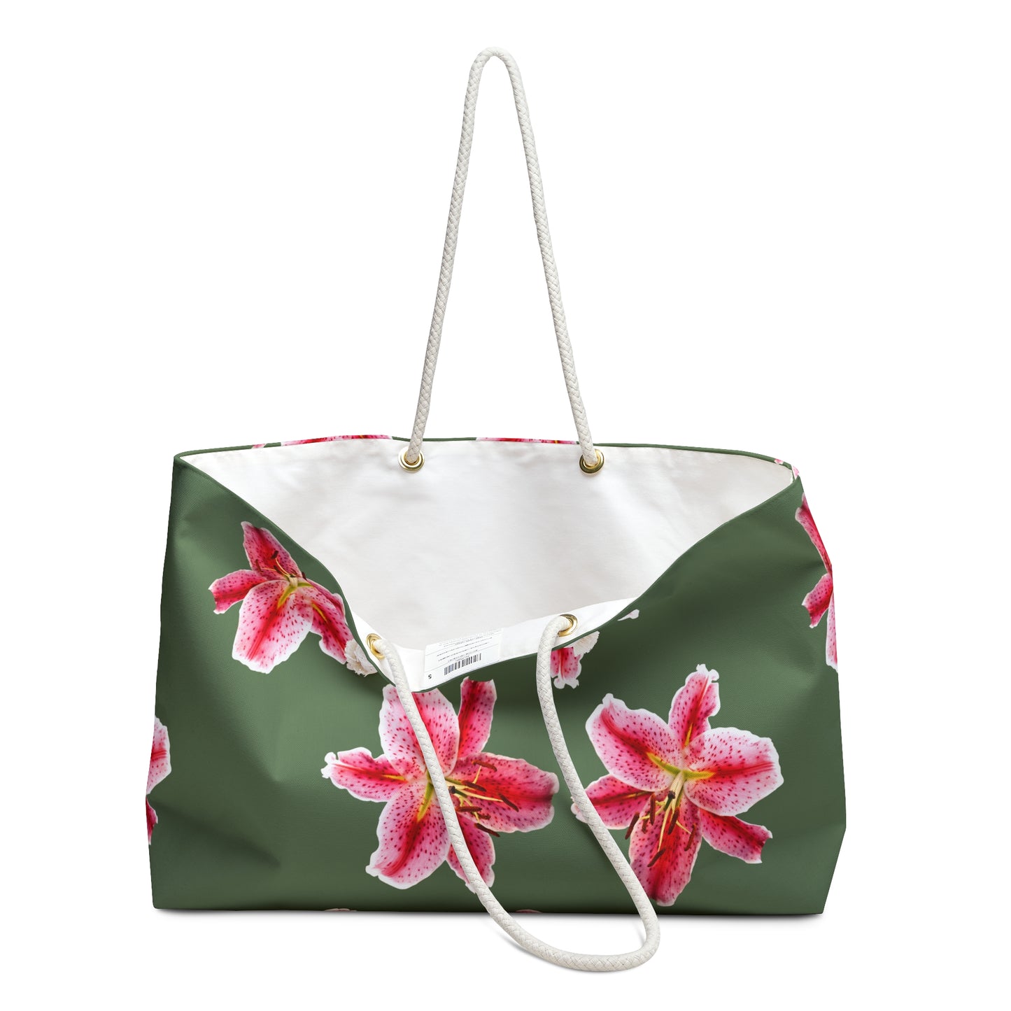 Pink Stargazer Lily Weekender Bag – Floral Travel Tote for Beach, Getaways & Gifts©
