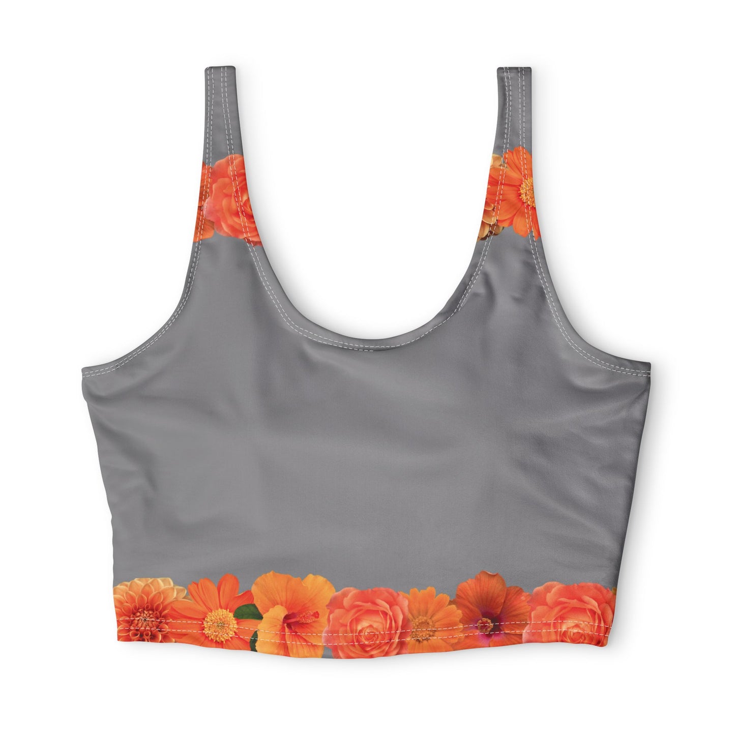 Floral Orange Rose Sports Bra — Women's Seamless All-Over Print Activewear©