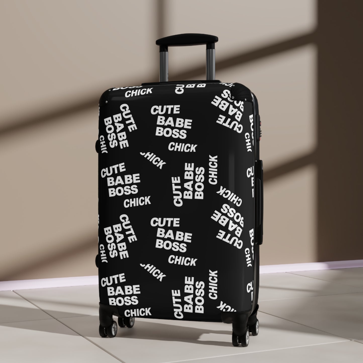 Suitcase – Black "Cute Babe Boss Chick" Carry-On Luggage©