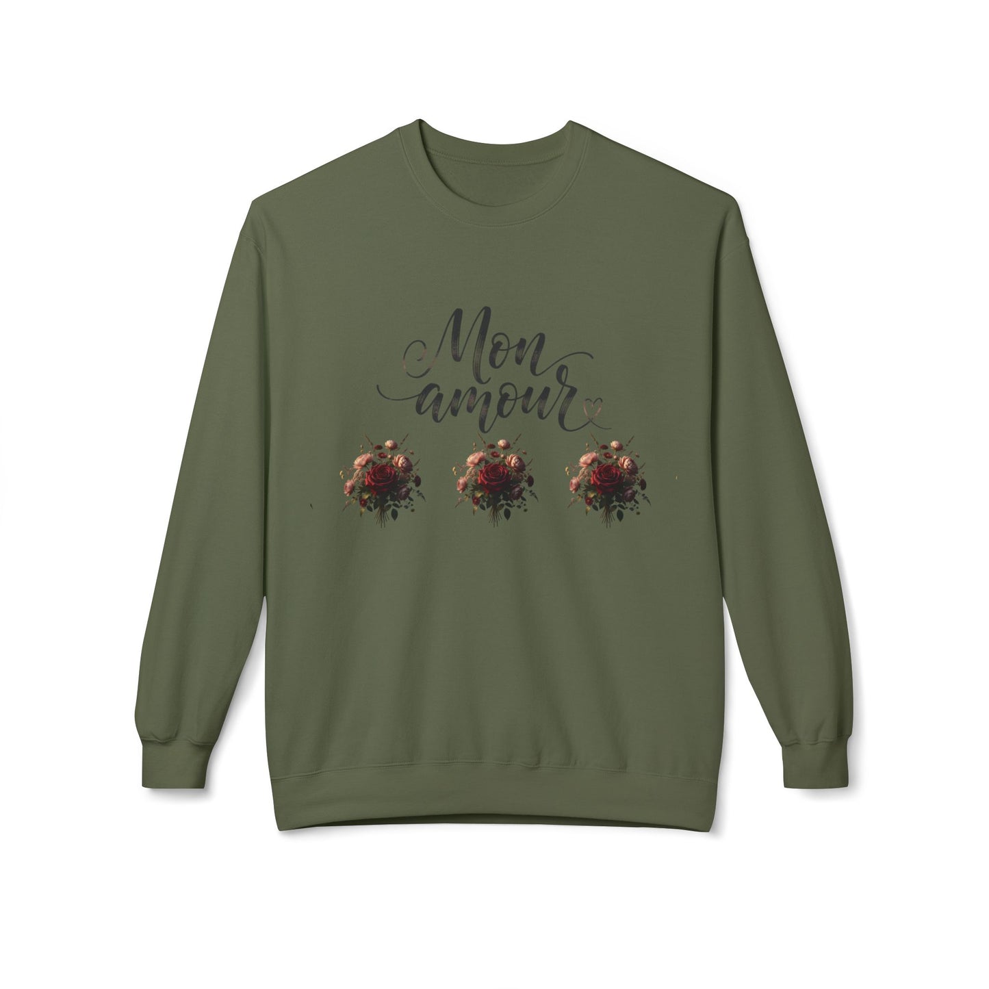 Floral Rose Bouquet Crewneck Sweatshirt — Vintage Dark Romantic Floral Design©