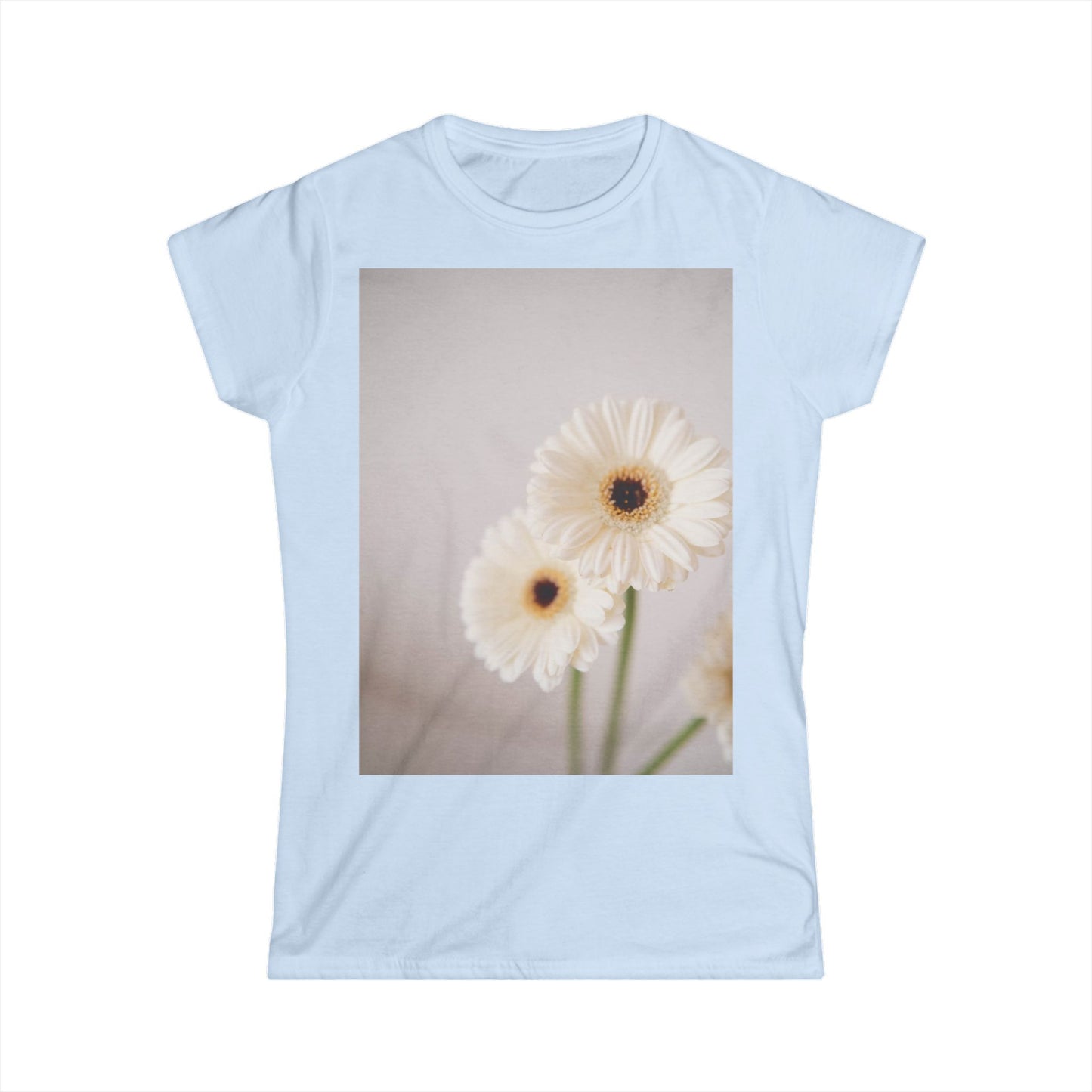 Women's Tee — Soft Pastel Daisy Photo Floral Graphic T-Shirt©