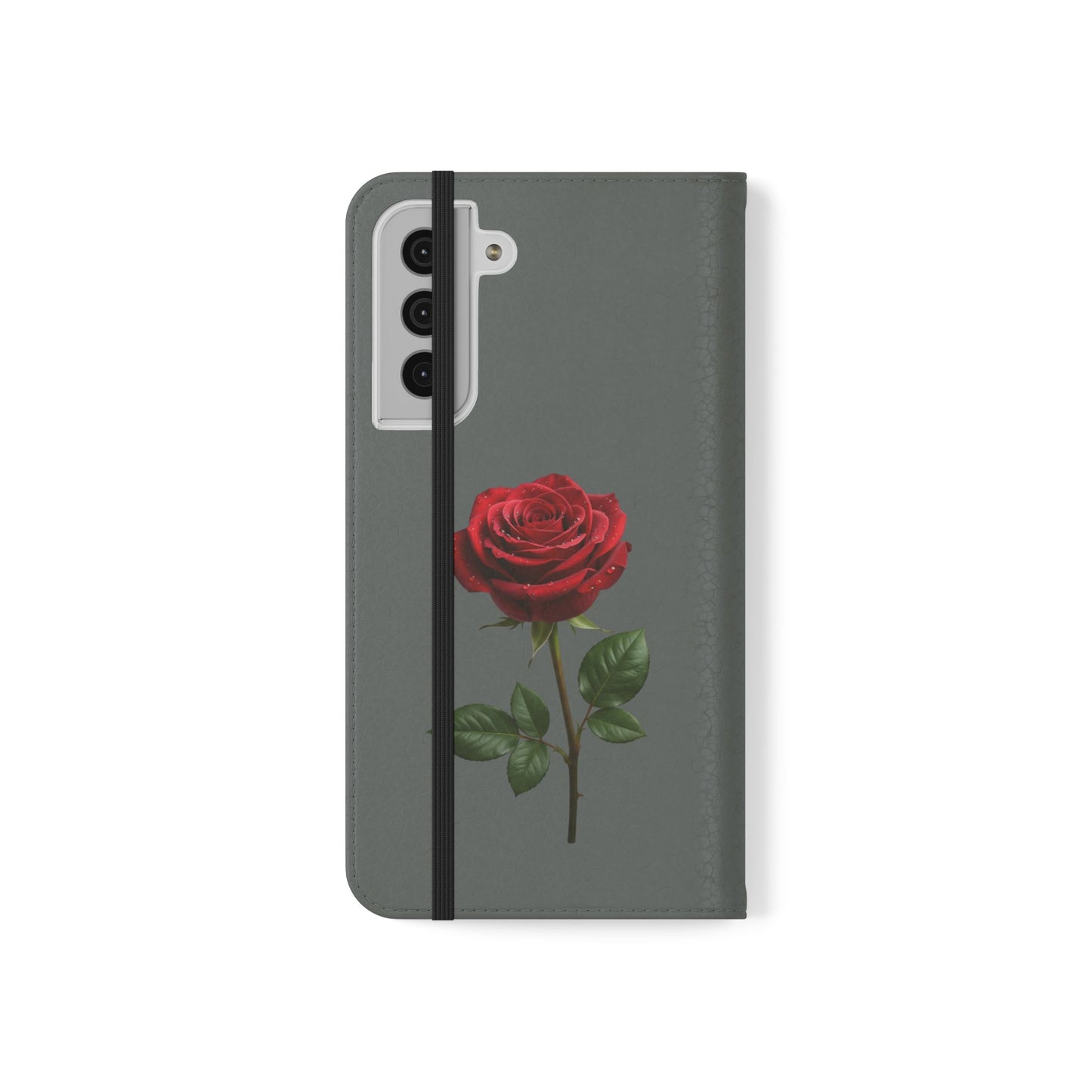 Mon Amour Rose Flip Phone Case — Floral Wallet Flip Case with 'Mon amour' Script