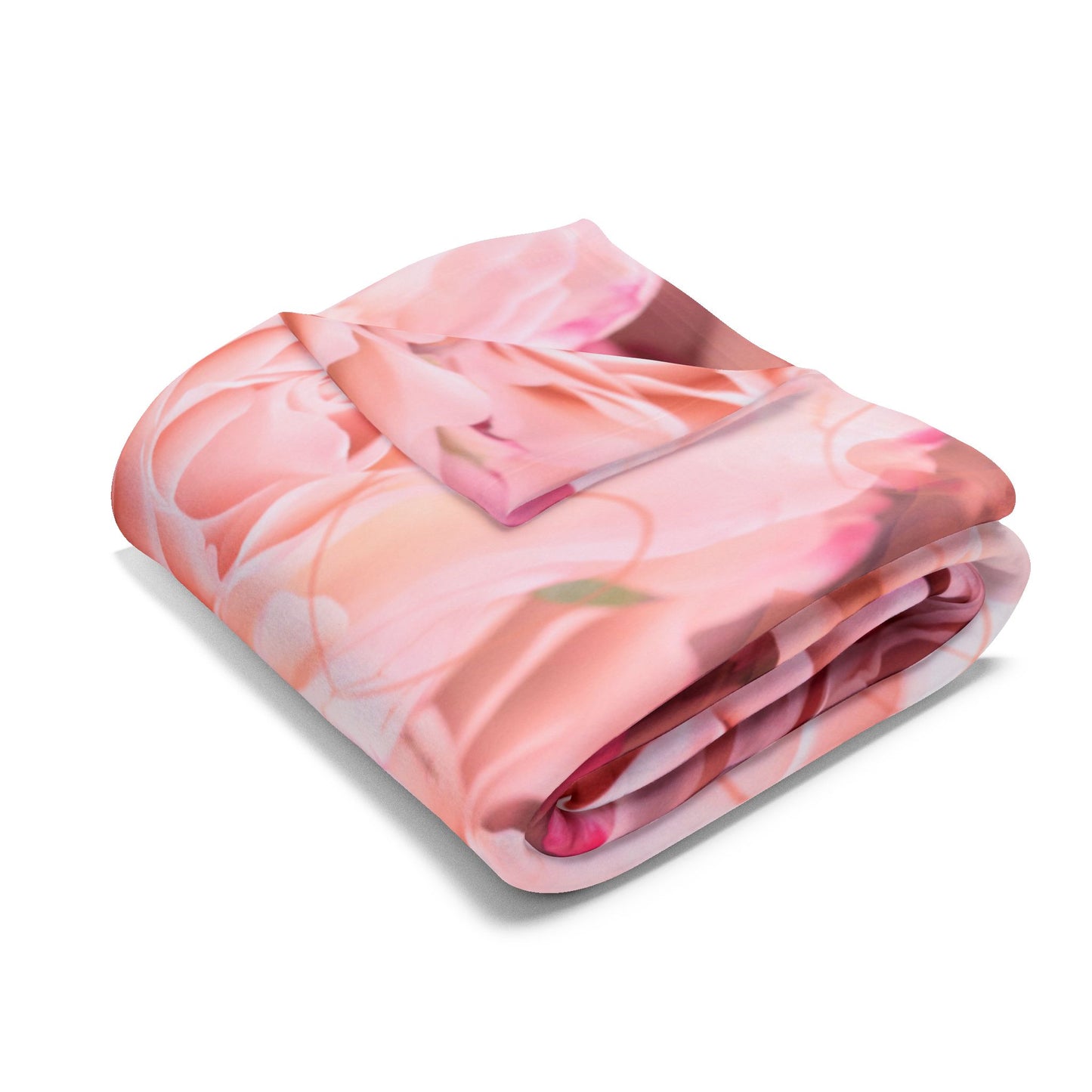 Pink Rose Floral Fleece Blanket — Soft Cozy Throw for Bedroom, Gift for Her