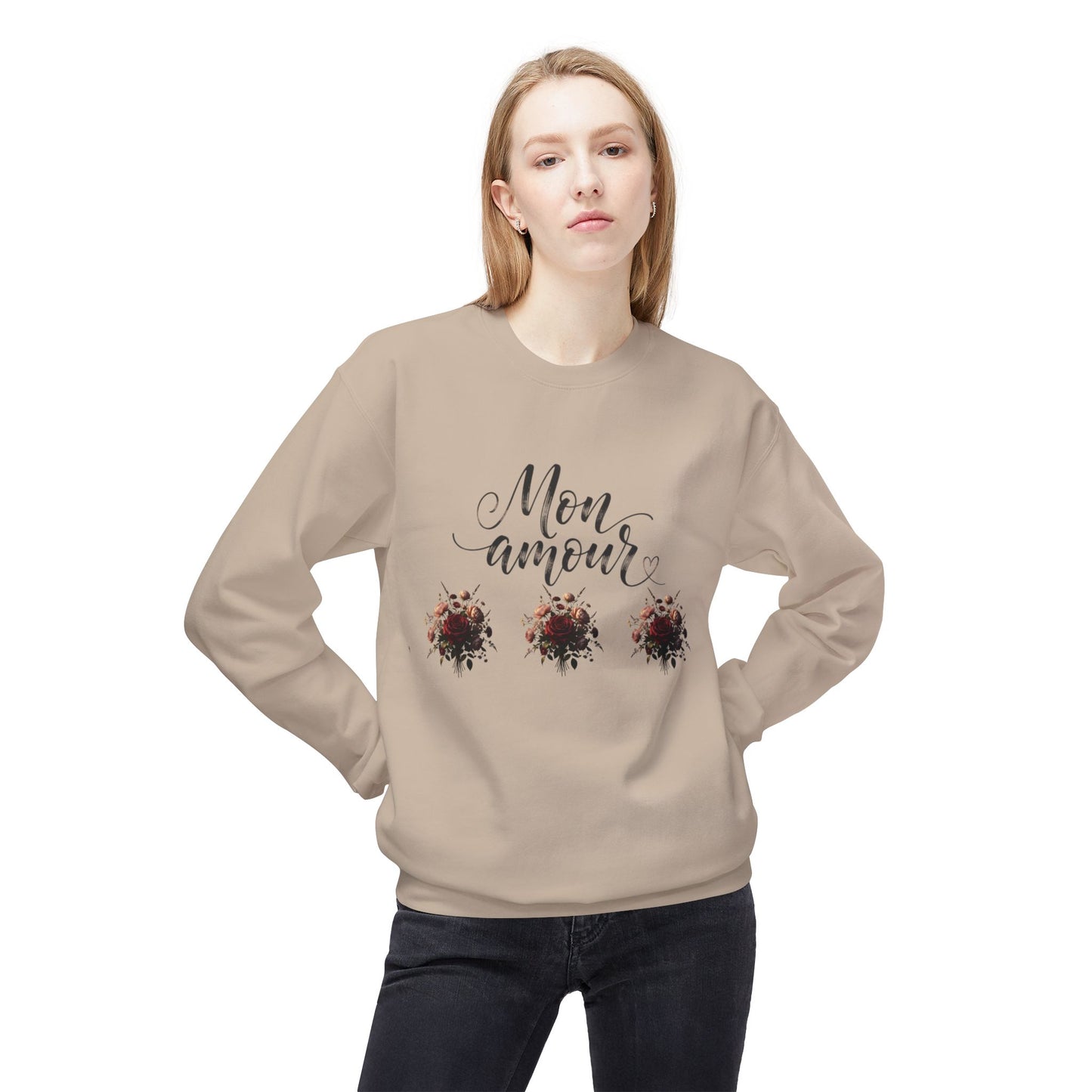 Floral Rose Bouquet Crewneck Sweatshirt — Vintage Dark Romantic Floral Design