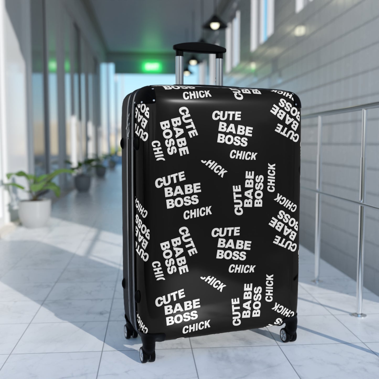 Suitcase – Black "Cute Babe Boss Chick" Carry-On Luggage©