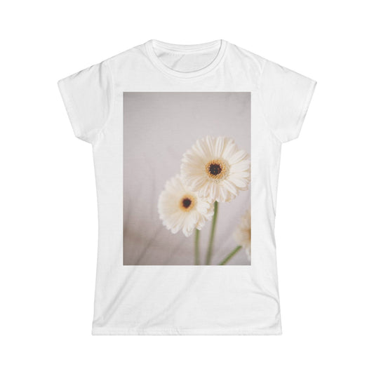 Women's Tee — Soft Pastel Daisy Photo Floral Graphic T-Shirt©
